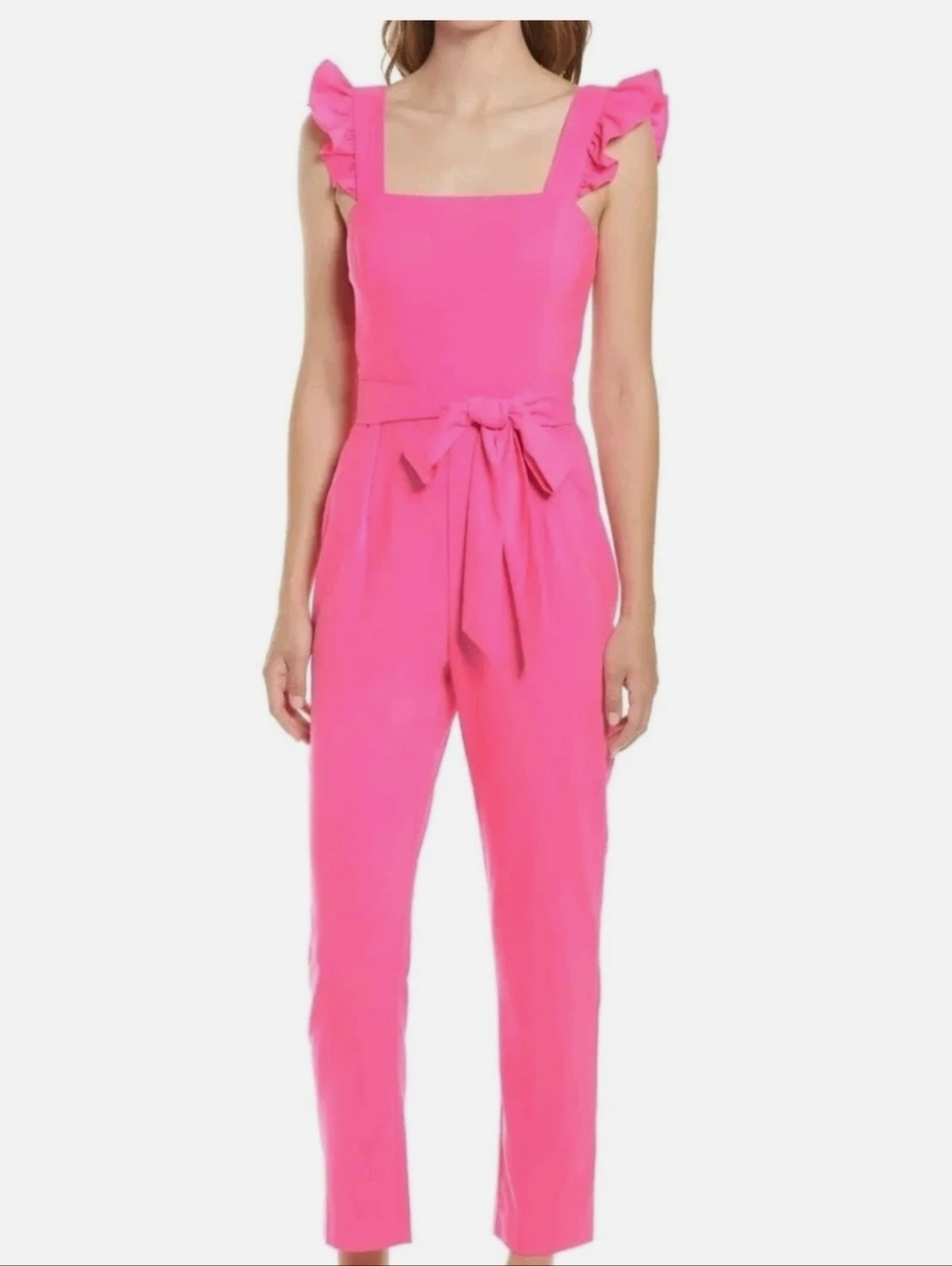 Lilly Pulitzer Hot Pink Ruffle-Shoulder Jumpsuit